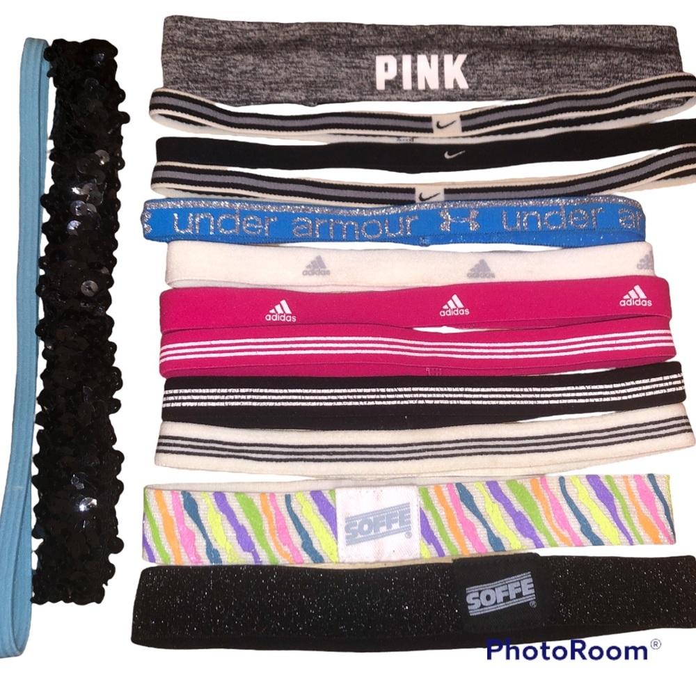 14 Sports Headbands Bundle Nike Adidas Under Armour Soffee PINK